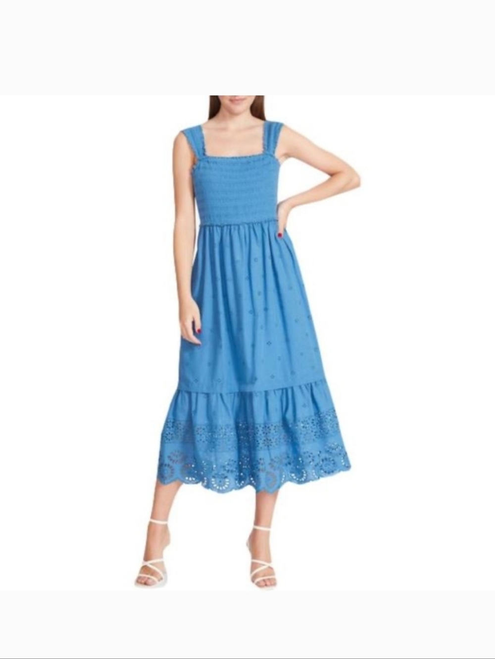Betsy Johnson Blue Smocked Midi Dress
